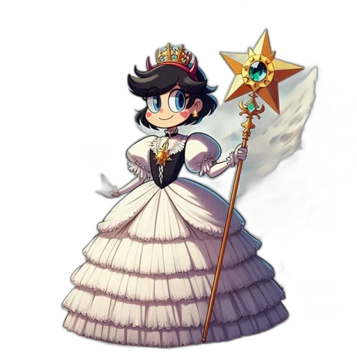 crown, staff, dress, weapon, concept art, pixel art, fantasy art, anime transparent PNG cut-out