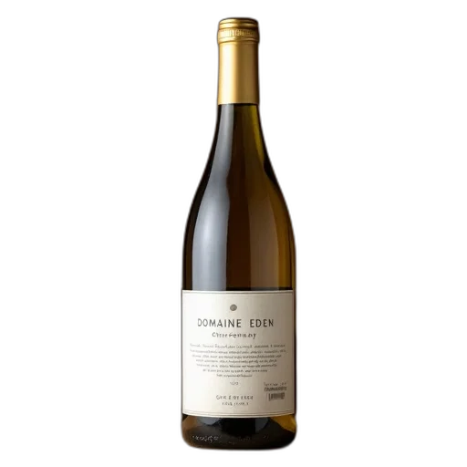 bottle, white, wine, gold, cap, standing, upright, wooden transparent PNG cut-out