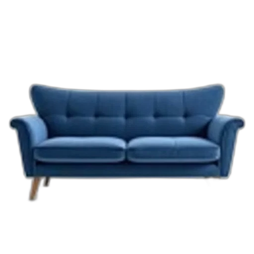 furniture, 3d render, blue, modern, velvet, sofa, tufted, backrest transparent PNG cut-out