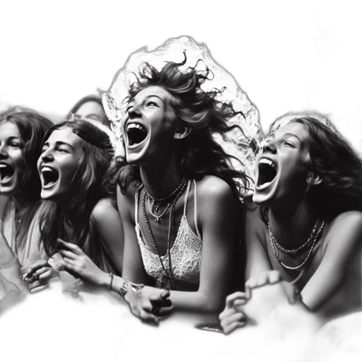 jewelry, photorealistic, group, young, individuals, concert, show, their transparent PNG cut-out