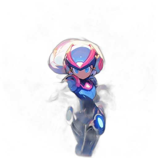 robot, mask, weapon, staff, concept art, 3d render, vaporwave, pixel art transparent PNG cut-out