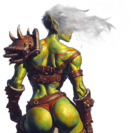 dragon, staff, concept art, fantasy art, comic book art, green, orc-like, creature transparent PNG cut-out