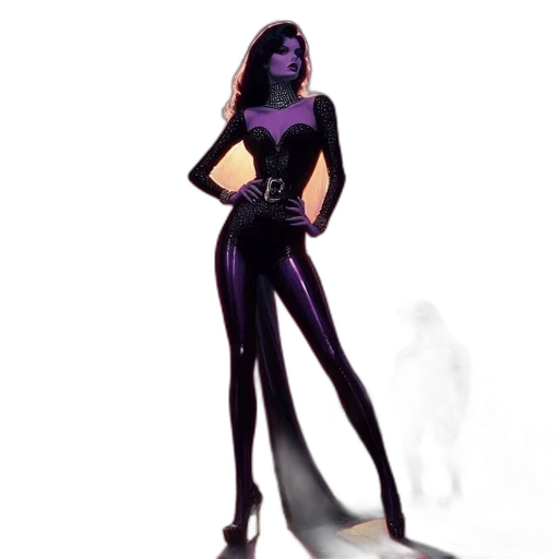 dress, concept art, fantasy art, comic book art, 3d render, dark, elegant, purple-skinned transparent PNG cut-out
