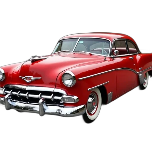 car, photorealistic, 3d render, red, vintage, shiny, chrome, grille transparent PNG cut-out