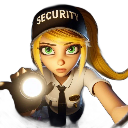 staff, cartoon, 3d render, concept art, anime, female, security, guard transparent PNG cut-out