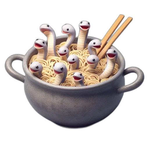 food, 3d render, photorealistic, concept art, amusing, illustration, features, worm-like transparent PNG cut-out