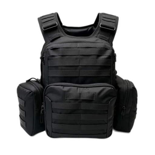 jacket, weapon, black, tactical, vest, large, rectangular, pouch transparent PNG cut-out