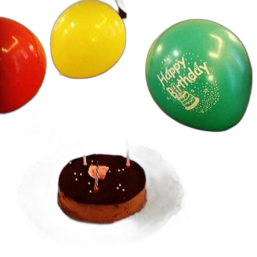 food, 3d render, small, chocolate, cake, two, candles, white transparent PNG cut-out
