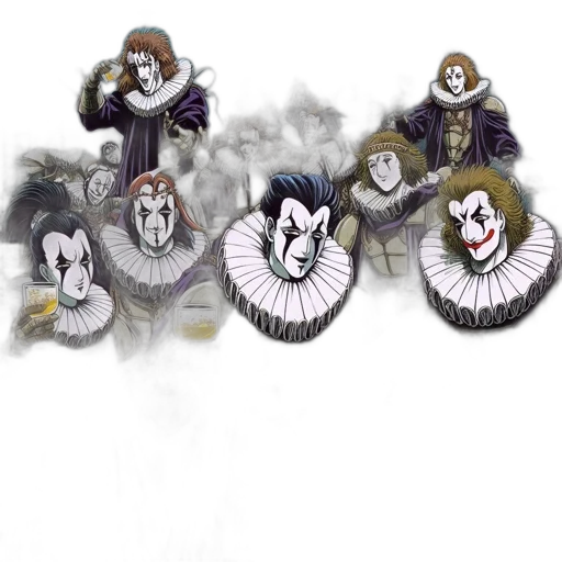 mask, concept art, fantasy art, pixel art, comic book art, fog, monochrome, animated transparent PNG cut-out