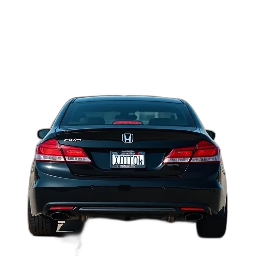 car, photorealistic, 3d render, black, honda, civic, parked, front transparent PNG cut-out