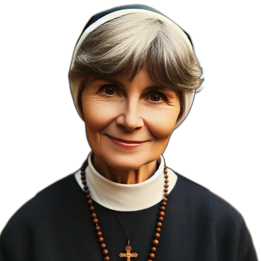 staff, face, jewelry, crown, elderly, woman, nun, habit transparent PNG cut-out