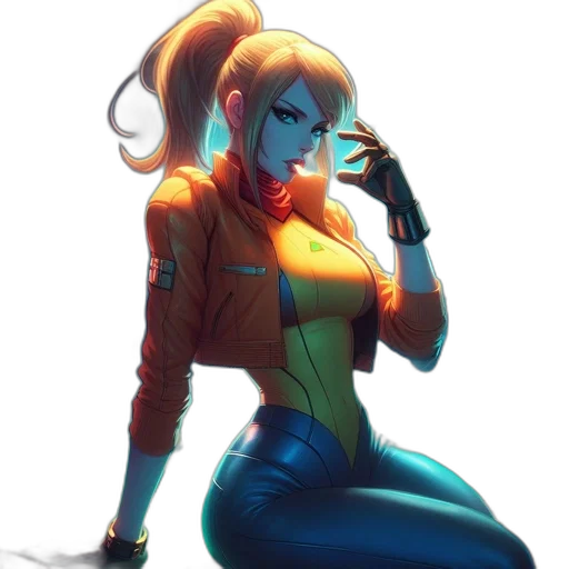 jacket, robot, staff, weapon, comic book art, concept art, cyberpunk, anime transparent PNG cut-out