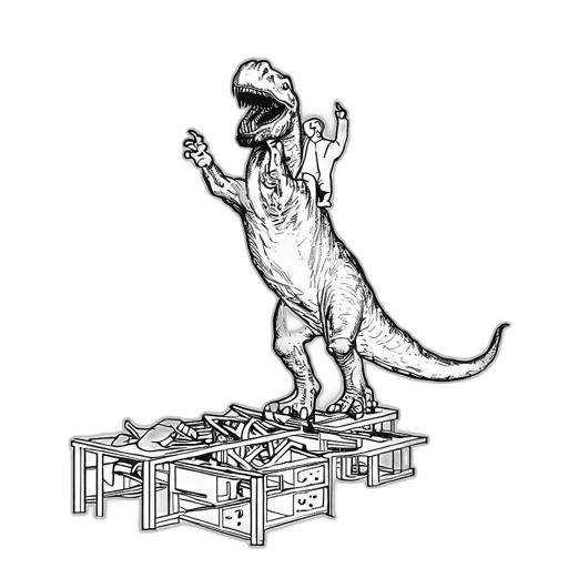 creature, dragon, animal, robot, concept art, black, white, illustration transparent PNG cut-out