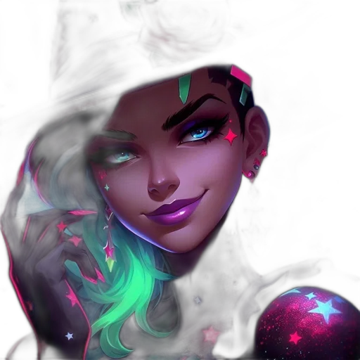 face, fantasy art, concept art, cyberpunk, comic book art, outer space, neon lights, neon transparent PNG cut-out