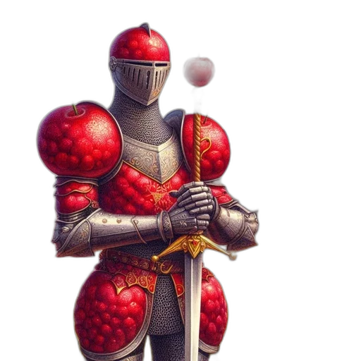 robot, sword, weapon, concept art, fantasy art, pixel art, 3d render, red transparent PNG cut-out