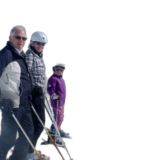 snow, family, four, enjoys, day, slopes, stunning, mountain transparent PNG cut-out