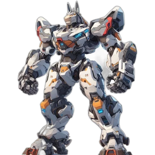 robot, weapon, concept art, 3d render, anthropomorphic, stands, desert, environment transparent PNG cut-out