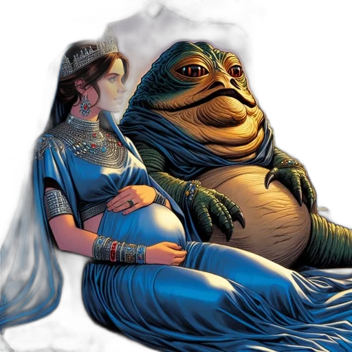 concept art, comic book art, underwater, blue, noblewoman, sits, beside, large transparent PNG cut-out