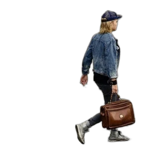 jacket, hat, staff, 3d render, concept art, photorealistic, person, denim transparent PNG cut-out