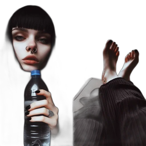 bottle, face, mask, robot, photorealistic, concept art, 3d render, fantasy art transparent PNG cut-out