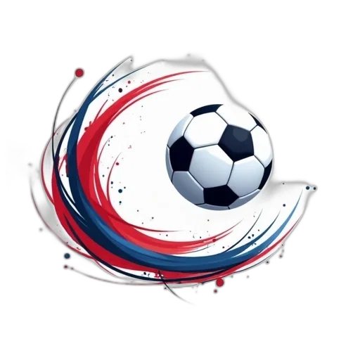 stylized, illustration, soccer, ball, motion, dynamic, swirl, red transparent PNG cut-out