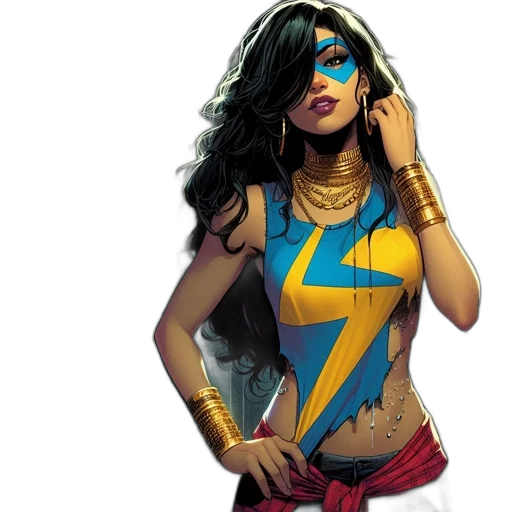 comic book art, concept art, fantasy art, woman, colorful, lightning, bolt-themed, outfit transparent PNG cut-out
