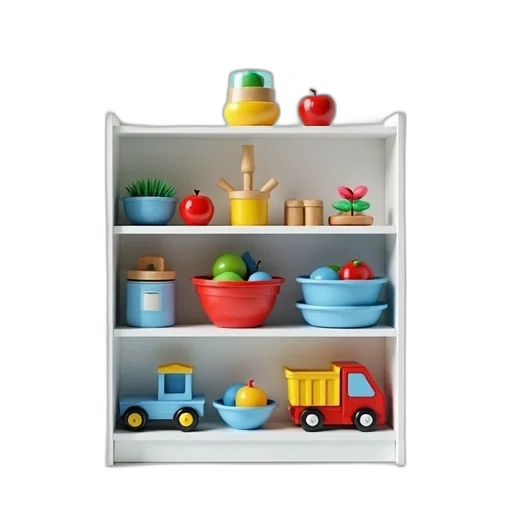 furniture, food, 3d render, photorealistic, white, blue, children, toy transparent PNG cut-out