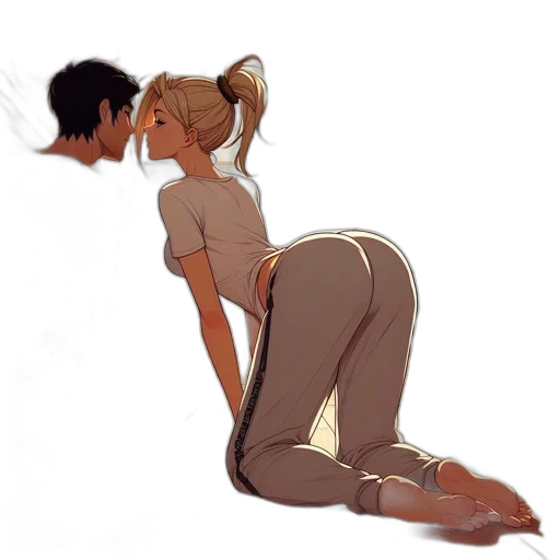 staff, concept art, anime, cartoon, watercolor, earth tones, intimate, moment transparent PNG cut-out