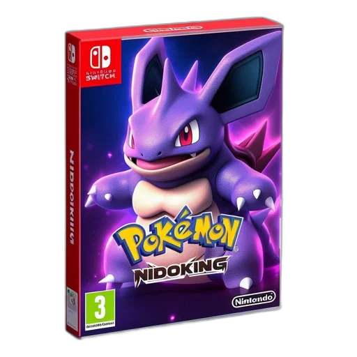 concept art, packaging, features, prominent, illustration, nidoking, purple, blue transparent PNG cut-out