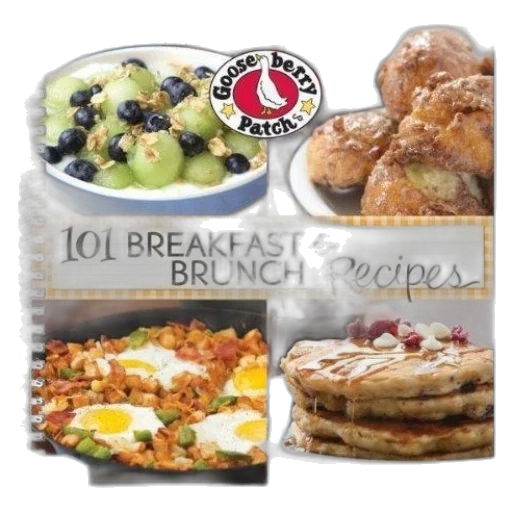food, cookbook, cover, featuring, four, breakfast, dishes, title transparent PNG cut-out