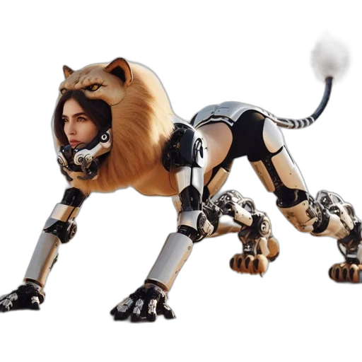 animal, robot, creature, concept art, 3d render, cyberpunk, fantasy art, female transparent PNG cut-out
