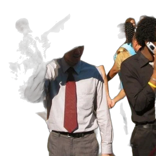 staff, mask, concept art, man, tie, shirt, walking, down transparent PNG cut-out
