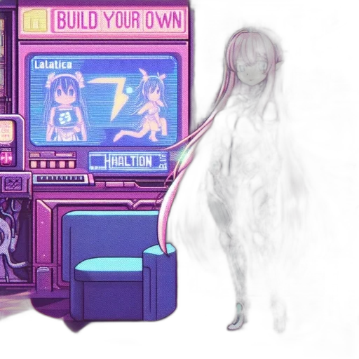 dress, robot, creature, weapon, vaporwave, concept art, cyberpunk, anime transparent PNG cut-out