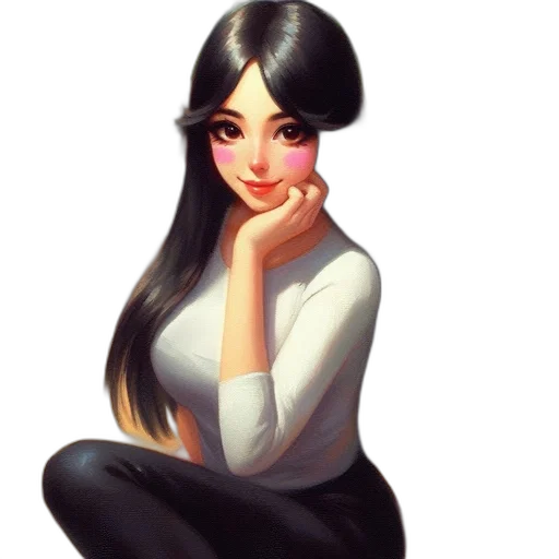 face, staff, jewelry, dress, cartoon, fantasy art, oil painting, photorealistic transparent PNG cut-out