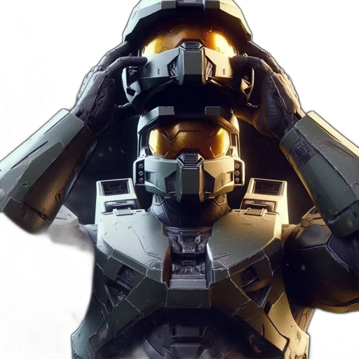 robot, weapon, concept art, 3d render, golden, individual, donning, futuristic transparent PNG cut-out