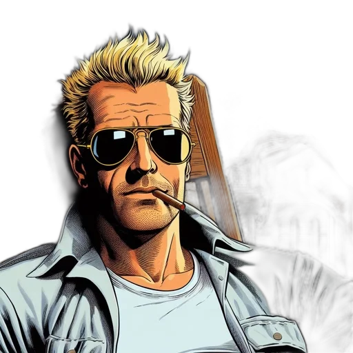 jacket, comic book art, photorealistic, cartoon, concept art, illustrated, scene, shows transparent PNG cut-out