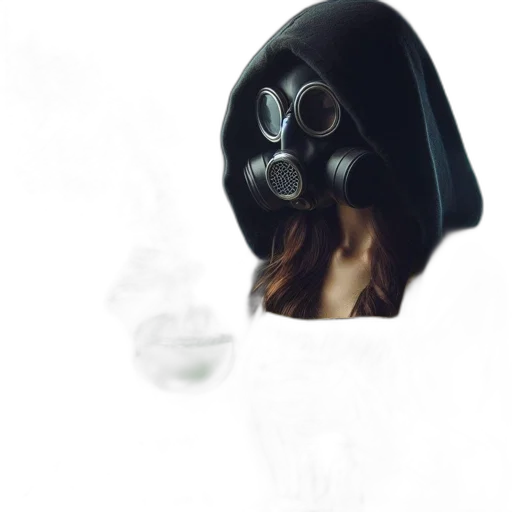 mask, face, robot, hat, concept art, photorealistic, cyberpunk, watercolor transparent PNG cut-out