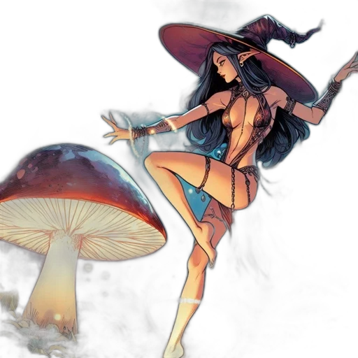 umbrella, hat, fantasy art, concept art, comic book art, watercolor, underwater, fog transparent PNG cut-out