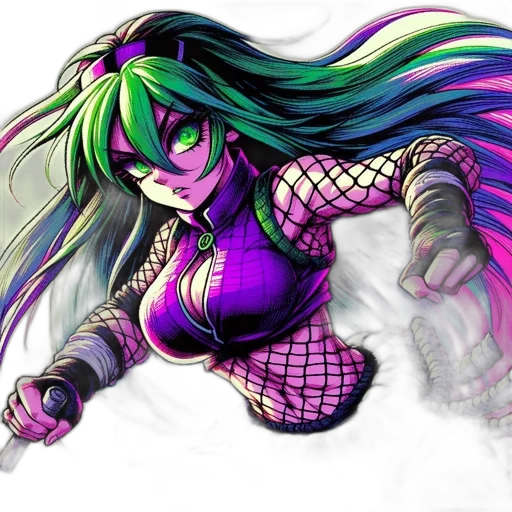 cyberpunk, fantasy art, concept art, anime, neon lights, green, neon, colorful transparent PNG cut-out