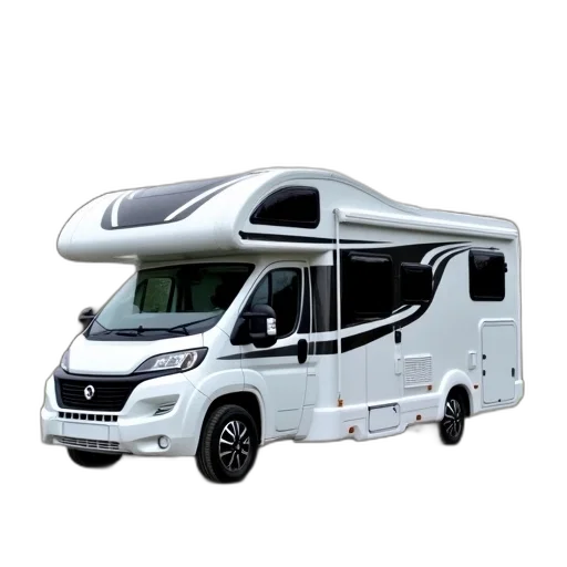 3d render, modern, recreational, vehicle, sleek, design, parked, gravel transparent PNG cut-out