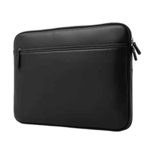 black, laptop, sleeve, zipper, closure, open, revealing, padded transparent PNG cut-out