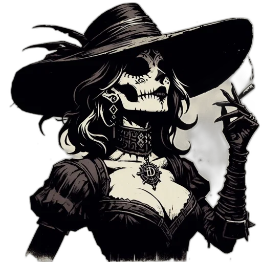 hat, mask, face, staff, comic book art, fantasy art, concept art, pixel art transparent PNG cut-out