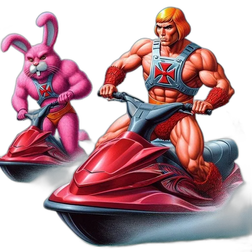 concept art, comic book art, pixel art, two, characters, muscular, man, pink transparent PNG cut-out