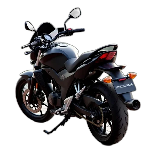 photorealistic, 3d render, black, motorcycle, parked, tiled, surface, pattern transparent PNG cut-out