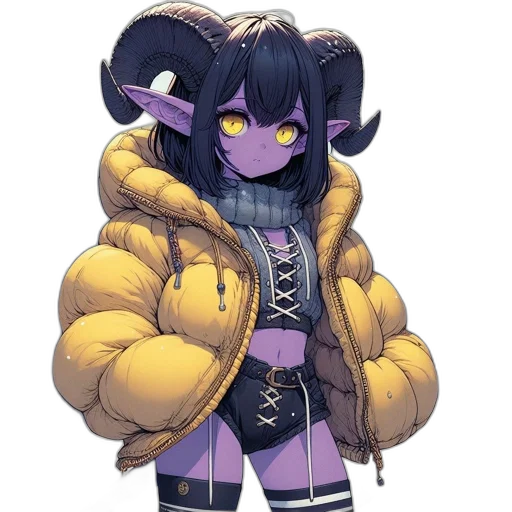 jacket, creature, staff, concept art, fantasy art, cyberpunk, pixel art, dark transparent PNG cut-out