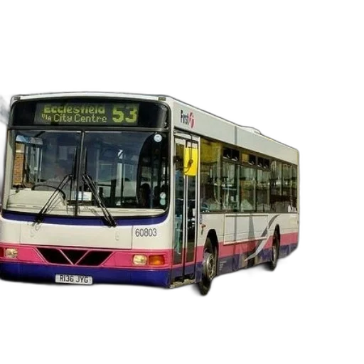 photorealistic, 3d render, white, bus, pink, accents, parked, street transparent PNG cut-out