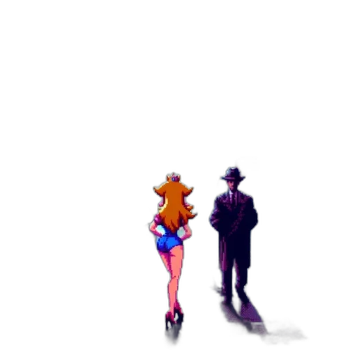 hat, dress, robot, staff, pixel art, concept art, anime, comic book art transparent PNG cut-out