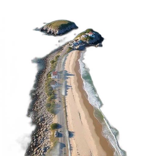concept art, photorealistic, 3d render, beach, city street, fog, underwater, aerial transparent PNG cut-out