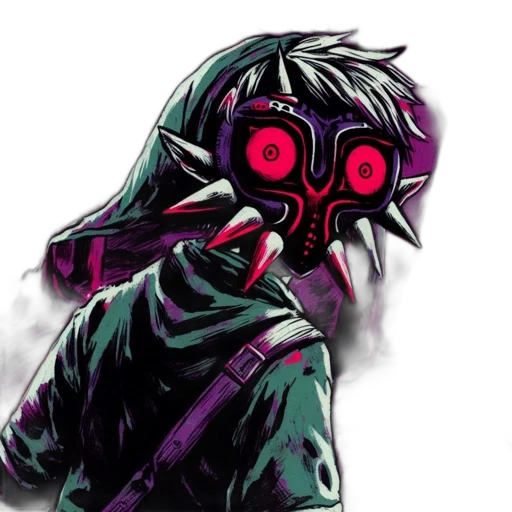 mask, jacket, face, concept art, cyberpunk, comic book art, pixel art, dark transparent PNG cut-out