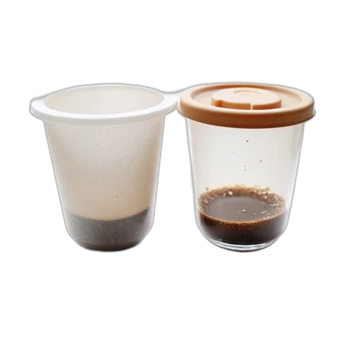 food, 3d render, close-up, image, two, coffee, filters, one transparent PNG cut-out